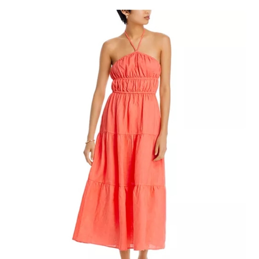 Bella Dahl Pink Linen Halter Midi Dress S